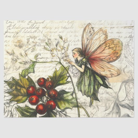 Whimsical  Fairy Botanical Berry Sketche Tissuepapier (Voorkant)