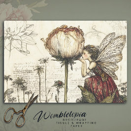 Whimsical  Fairy Botanical Floral Sketches Tissuepapier