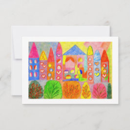Whimsical Fairy Castle Town Holiday Response Card RSVP Kaartje
