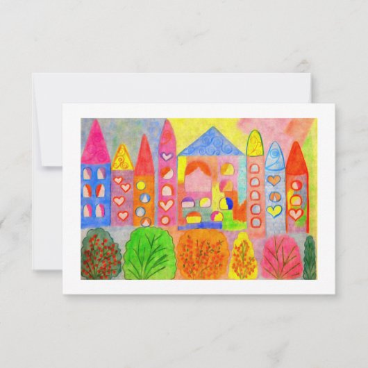 Whimsical Fairy Castle Town Holiday Response Card RSVP Kaartje (Voorkant)