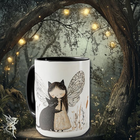 Whimsical Fairy & Cat Verjaardag gepersonaliseerd  Mok