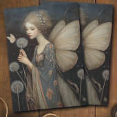 Whimsical Fairy & Dandelion Magical Decoupage Art Tissuepapier