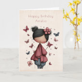 Whimsical Fairy Doll Retro Cute Birthday Kaart (Gele Bloem)