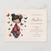 Whimsical Fairy Doll Retro Cute Birthday Uitnodiging Briefkaart (Voorkant)