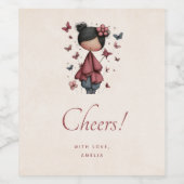 Whimsical Fairy Doll Retro Cute Cheers Wijn Etiket (Enkel label)