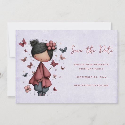 Whimsical Fairy Doll Retro Cute Save The Date (Voorkant)