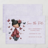 Whimsical Fairy Doll Retro Cute Save The Date (Voorkant / Achterkant)