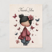 Whimsical Fairy Doll Retro Cute Thank You Briefkaart (Voorkant)