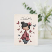 Whimsical Fairy Doll Retro Cute Thank You Briefkaart (Staand voorkant)