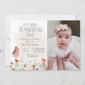 Whimsical Fairy eerste magische verjaardag foto Kaart (Voorkant)