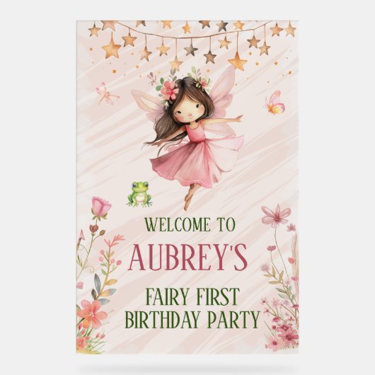 Whimsical Fairy eerste verjaardag Acryl Bord (Voorkant)