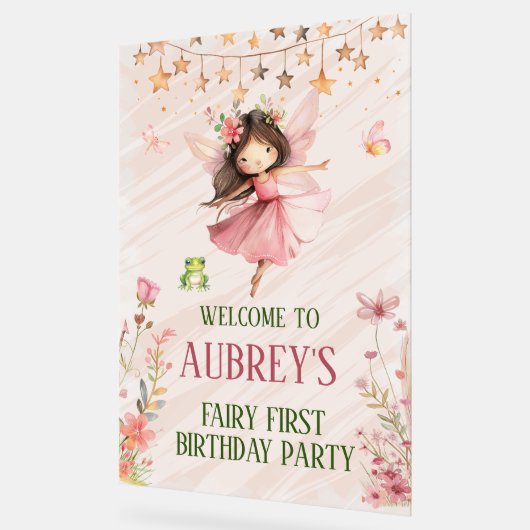 Whimsical Fairy eerste verjaardag Acryl Bord (Hoek)