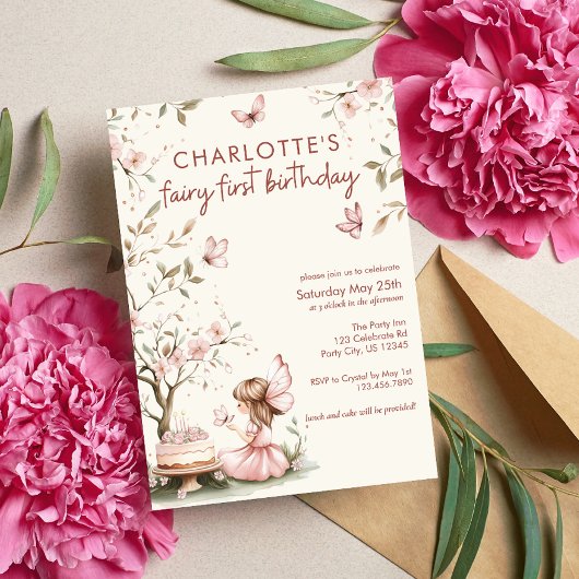 Whimsical Fairy eerste verjaardag Kaart