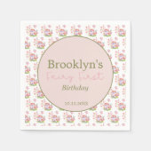 Whimsical Fairy Eerste Verjaardag Paddestoel Bloem Servet (Voorkant)