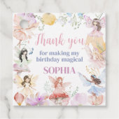 Whimsical Fairy Eerste Verjaardag Party Square Bedankjes Labels (Voorkant)