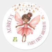 Whimsical Fairy eerste verjaardag Ronde Sticker (Voorkant)
