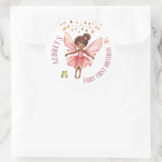 Whimsical Fairy eerste verjaardag Ronde Sticker (Tas)