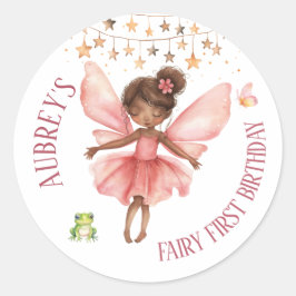 Whimsical Fairy eerste verjaardag Ronde Sticker