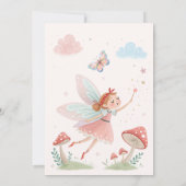 Whimsical Fairy Eerste Verjaardag Roze Kasteel Kin Bedankkaart (Achterkant)
