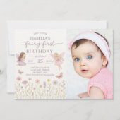 Whimsical Fairy Eerste Verjaardag Uitnodigen met f Kaart (Voorkant)