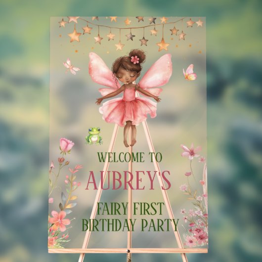 Whimsical Fairy Eerste Verjaardag Welkomstbord Acryl Bord (Neutraal)