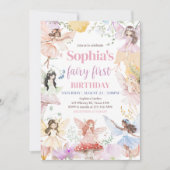 Whimsical Fairy eerste verjaardagsfeestje Kaart (Voorkant)