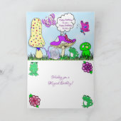 Whimsical Fairy Elf op Magic Mushroom Birthday Kaart (Binnen)