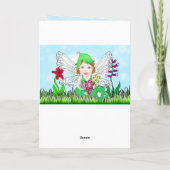 Whimsical Fairy Elf op Magic Mushroom Birthday Kaart (Achterkant)