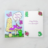 Whimsical Fairy Elf op Magic Mushroom Birthday Kaart (Binnen)