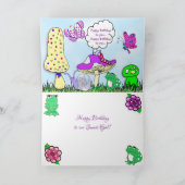 Whimsical Fairy Elf op Magic Mushroom Birthday Kaart (Binnen)