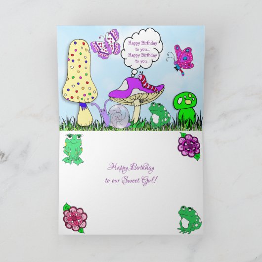 Whimsical Fairy Elf op Magic Mushroom Birthday Kaart (Binnen)