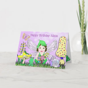Whimsical Fairy Elf op Magic Mushroom Birthday Kaart