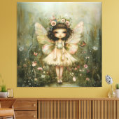 Whimsical Fairy en Wildbloemen Canvas Afdruk (Insitu (Woonkamer))