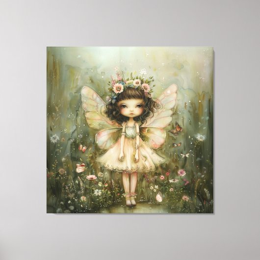 Whimsical Fairy en Wildbloemen Canvas Afdruk (Voorkant)