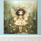 Whimsical Fairy en Wildbloemen Canvas Afdruk (Insitu (Houten vloer))