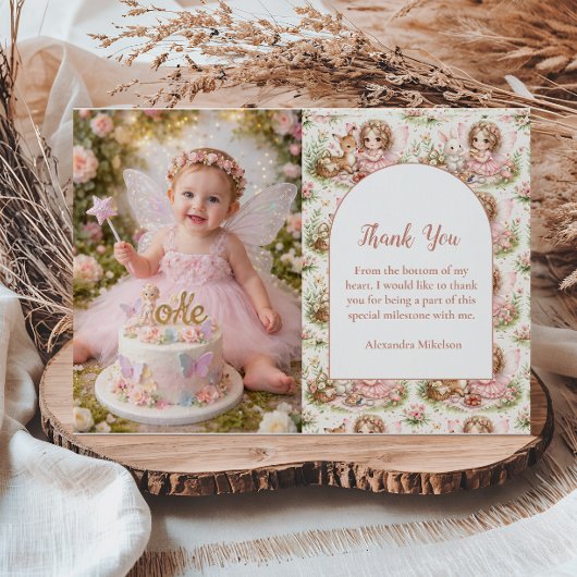 Whimsical Fairy First Birthday Bedankkaart