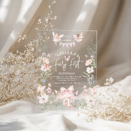 Whimsical Fairy First Birthday Enchanted forest Acryl Uitnodigingen