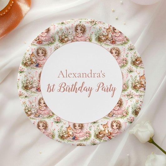 Whimsical Fairy First Birthday Papieren Bordje