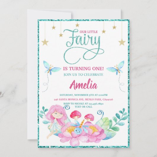 Whimsical Fairy First Magic Birthday Kaart (Voorkant)