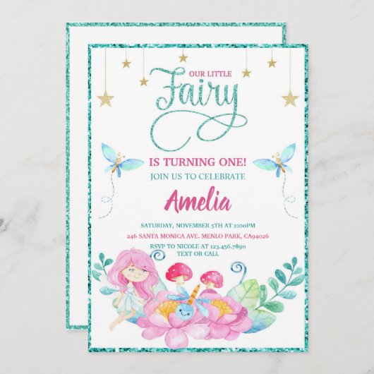 Whimsical Fairy First Magic Birthday Kaart (Voorkant / Achterkant)