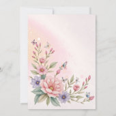 Whimsical Fairy flower 5th birthday Invitation Kaart (Achterkant)