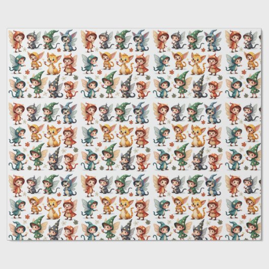 Whimsical Fairy & Forest Friends Wrapping Paper Cadeaupapier (Vlak)