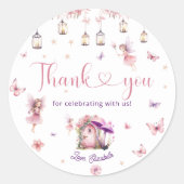 Whimsical Fairy Forest Garden Meisje Verjaardag Ronde Sticker (Voorkant)