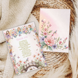 Whimsical fairy garden 1st birthday  bedankkaart