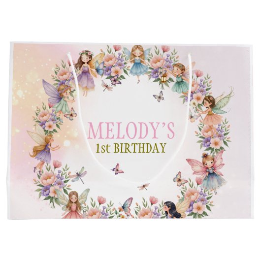 Whimsical fairy garden 1st birthday  groot cadeauzakje (Achterkant)