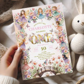 Whimsical fairy garden 1st birthday Invitation Kaart