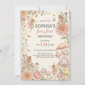 Whimsical Fairy Garden 1st Birthday Kaart (Voorkant)