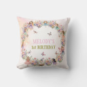 Whimsical fairy garden 1st birthday  kussen (Voorkant)