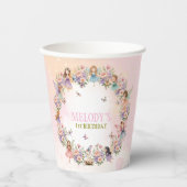 Whimsical fairy garden 1st birthday  papieren bekers (Voorkant)