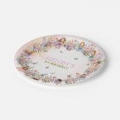 Whimsical fairy garden 1st birthday papieren bordje (Gekanteld)